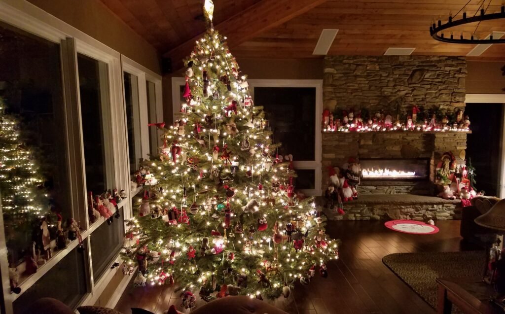 christmas trees with lights